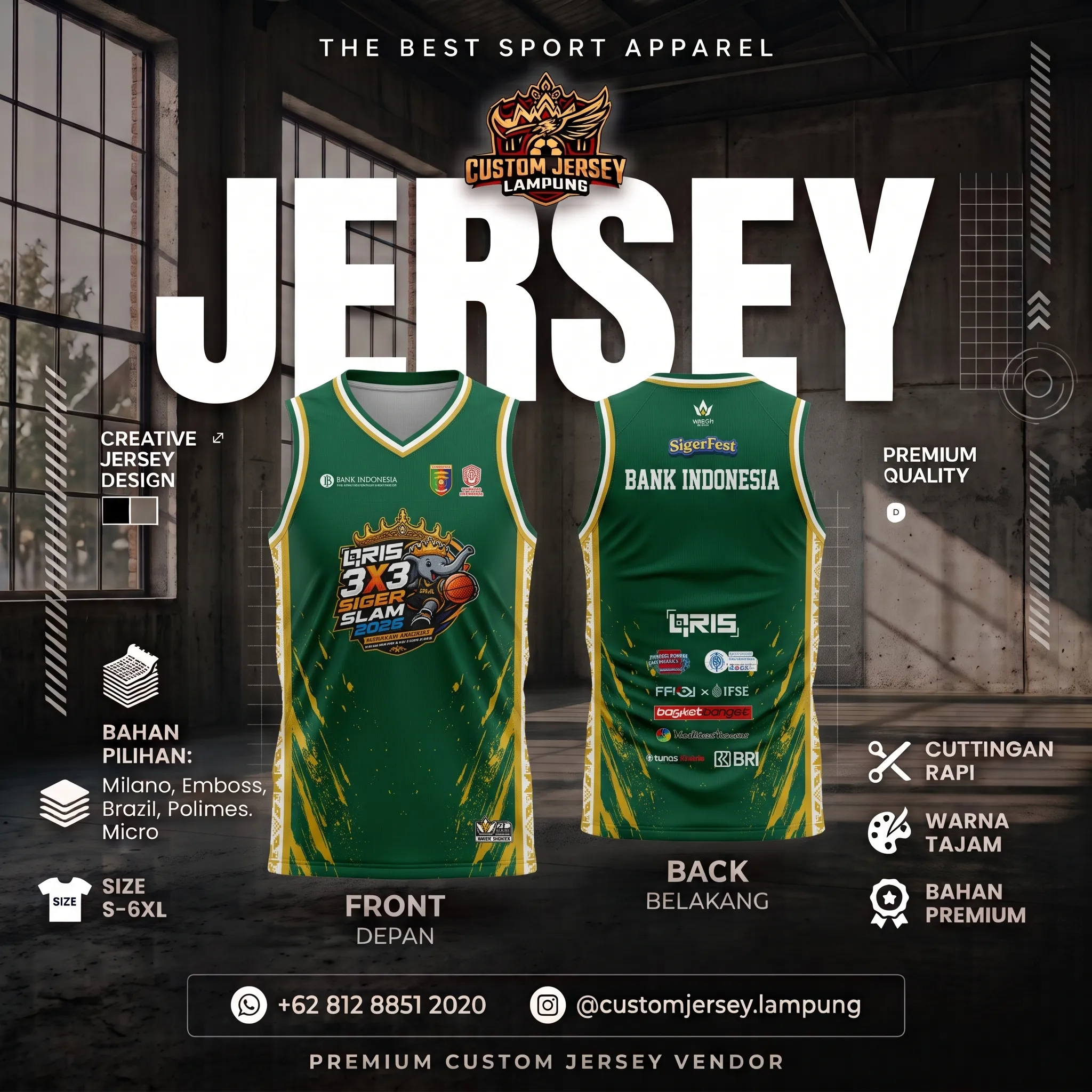 Hasil produksi Jersey Basketball Siger Slam oleh Buat Jersey