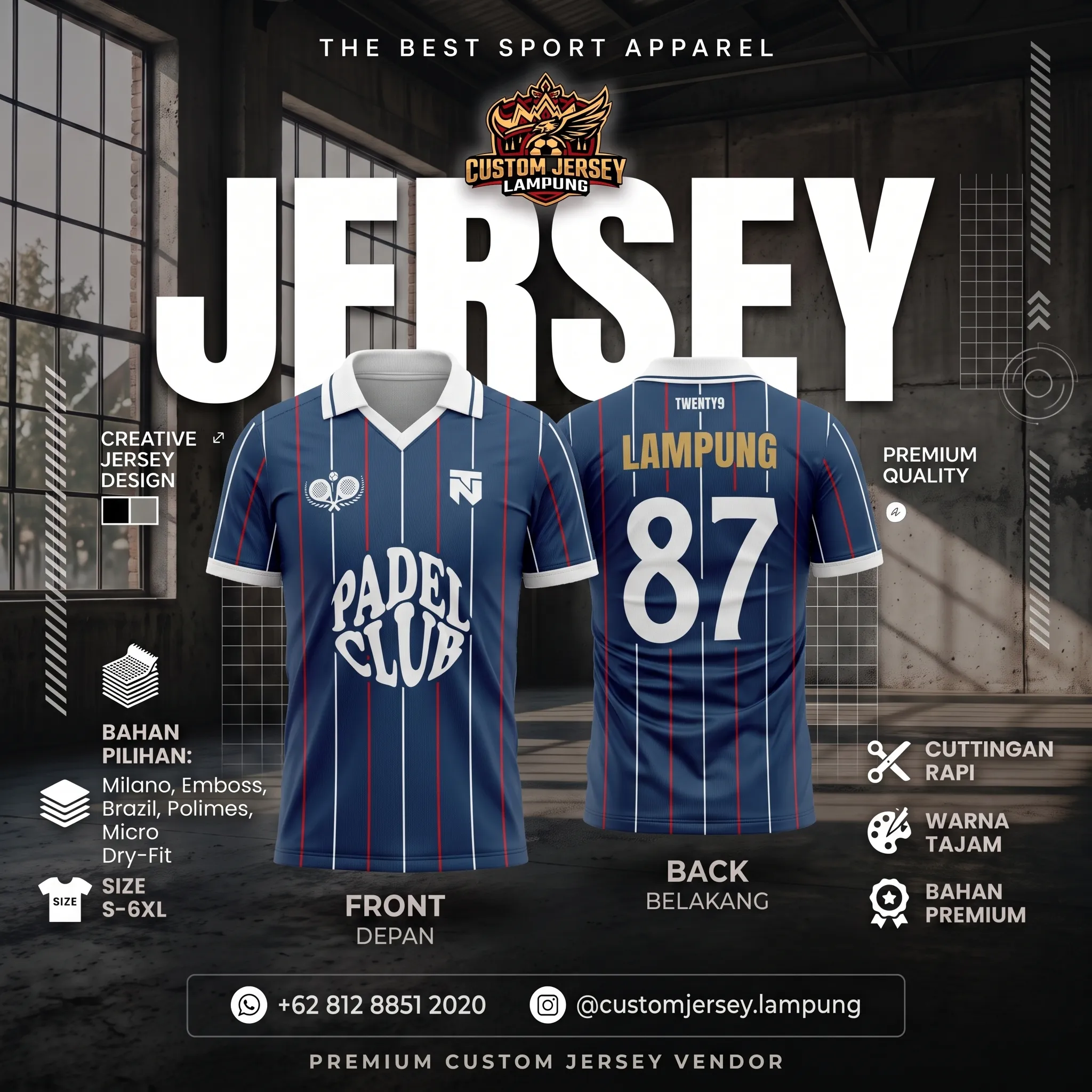 Hasil produksi Jersey Padel oleh Buat Jersey
