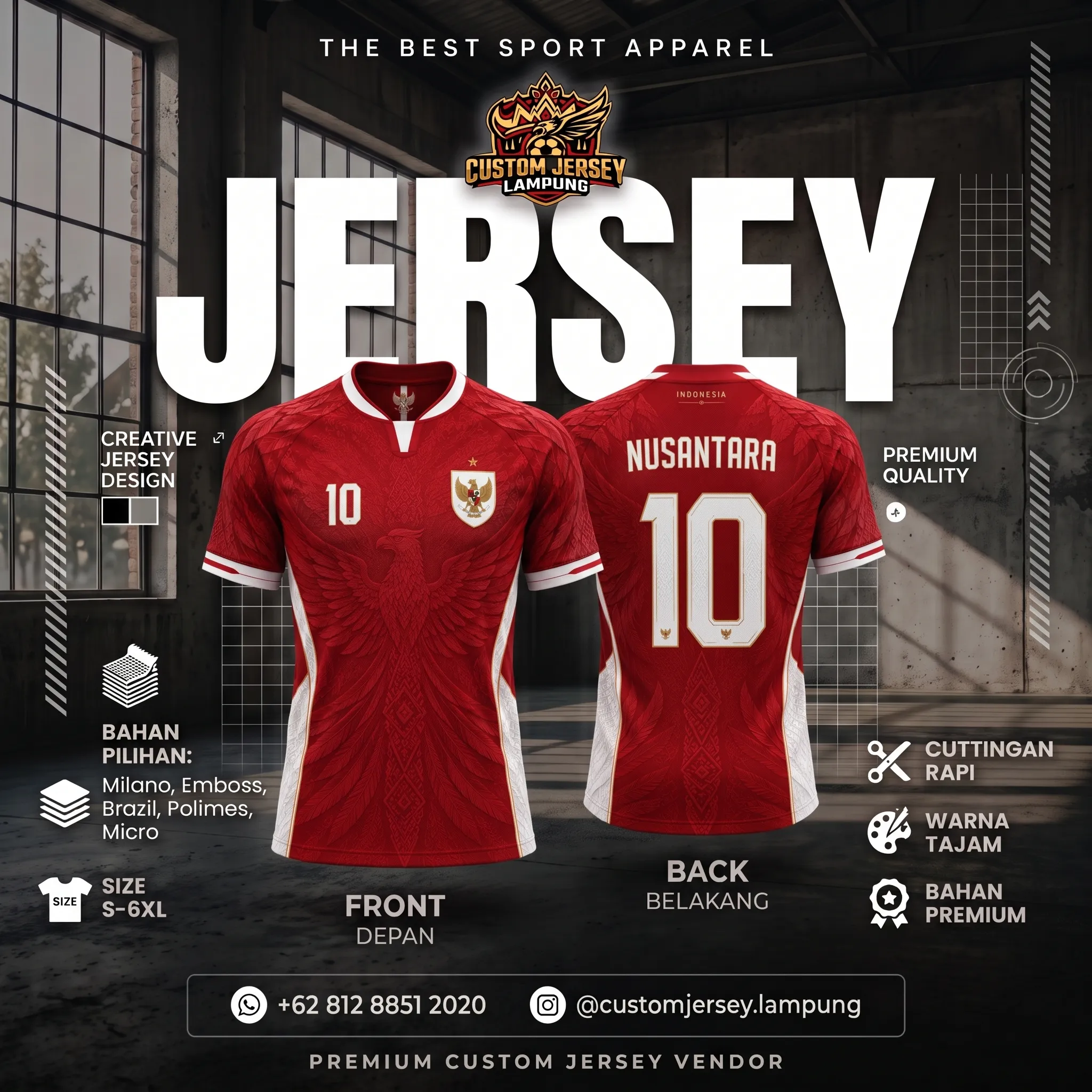 Hasil produksi Jersey Sepak Bola Timnas Indonesia oleh Buat Jersey