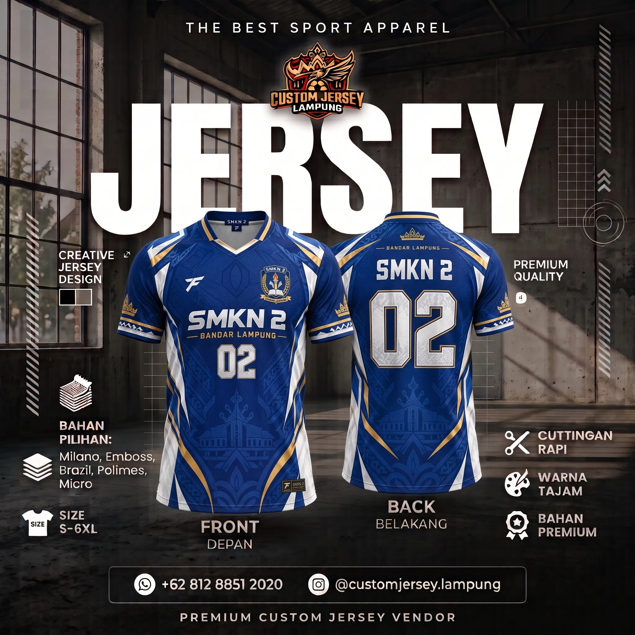 Hasil produksi Jersey Seragam Olahraga SMK Negeri oleh Buat Jersey